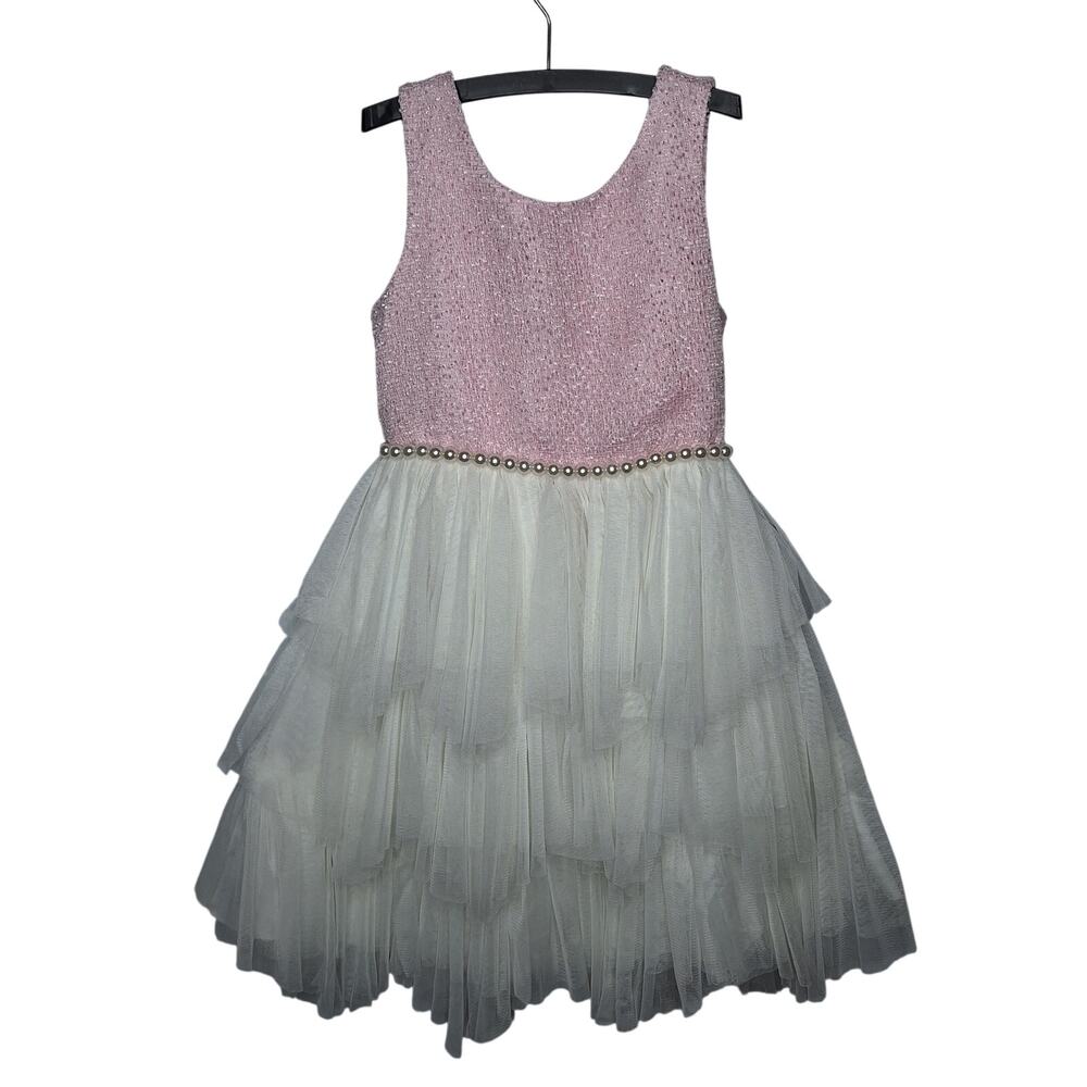 Couture Princess Pearl Dress Girls 7 Fluffy Tulle Easter Fancy Party Formal
